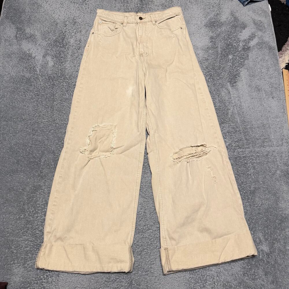 BDG Jeans Womens 32x29.5 Tan Baggy Skater Cuffed Wide Leg High Rise